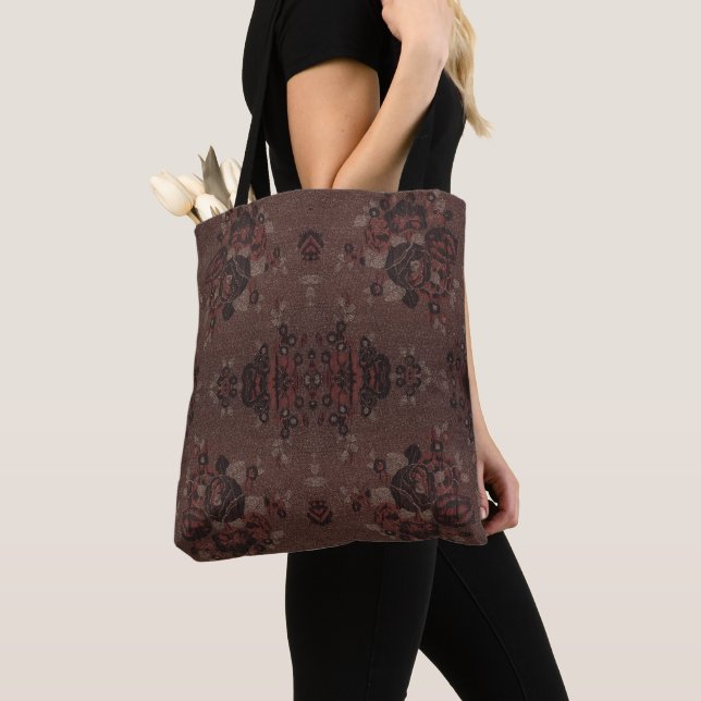 Tote Bag Fleurs brunes Abstraites motif (De près)