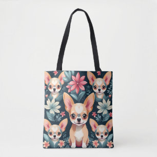 Tote Bag Fleurs Chihuahua Pet