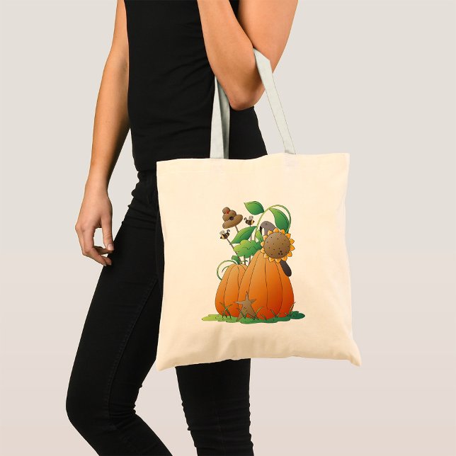 Tote Bag Fleurs citrouilles Et Abeilles (Créateur téléchargé)