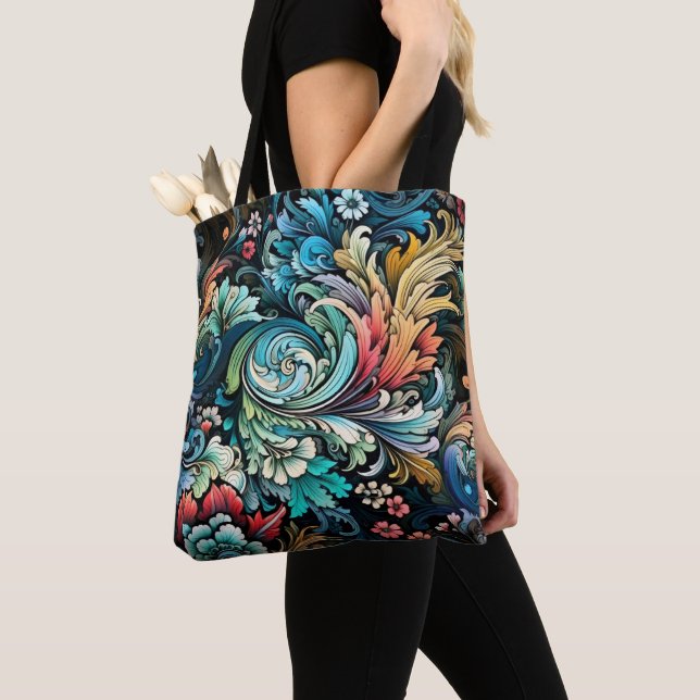 Tote Bag Fleurs colorées Abstraites (De près)