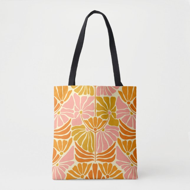 Tote Bag Fleurs colorées rétro (Devant)