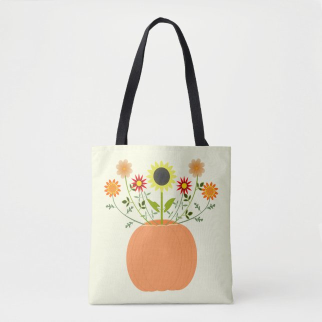 Tote Bag Fleurs d'action de grâce en Citrouille (Devant)
