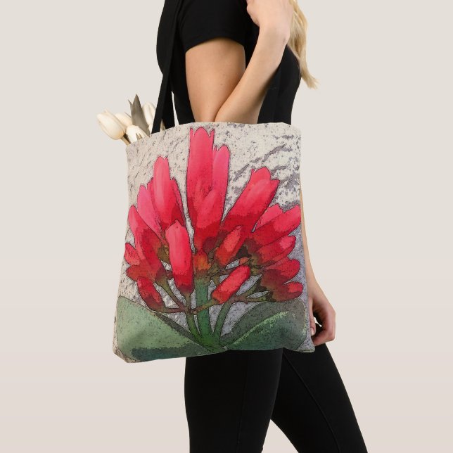 Tote Bag Fleurs d'Agave Rouges (De près)