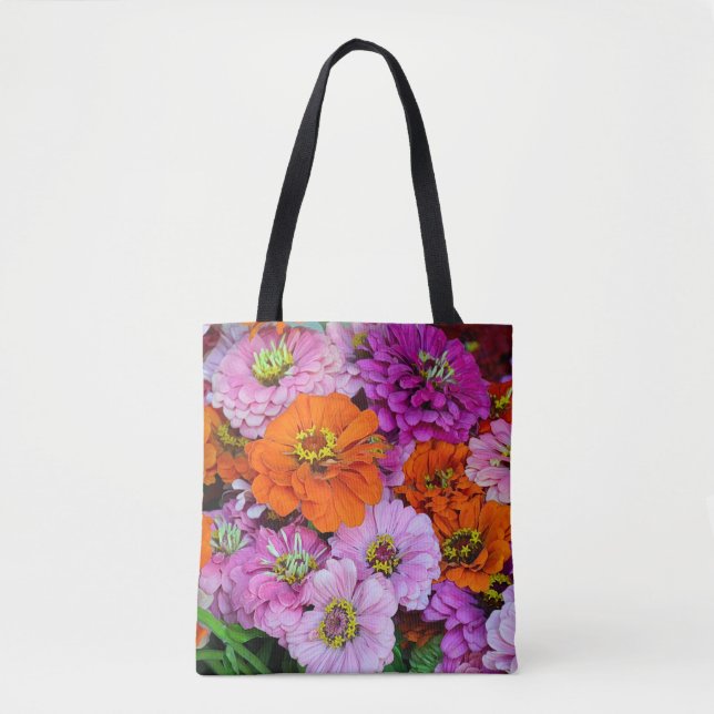 Tote Bag Fleurs dahlia colorées (Devant)