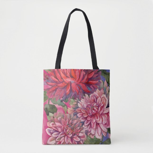 Tote Bag fleurs dahlias (Devant)