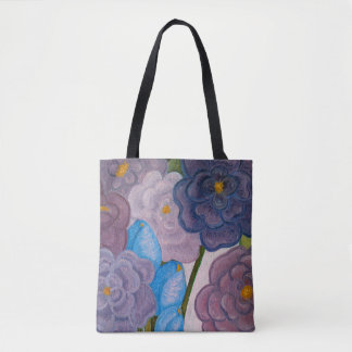 Tote Bag Fleurs dans le gris