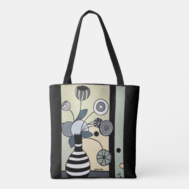 Tote Bag Fleurs dans le vase rayé (Dos)