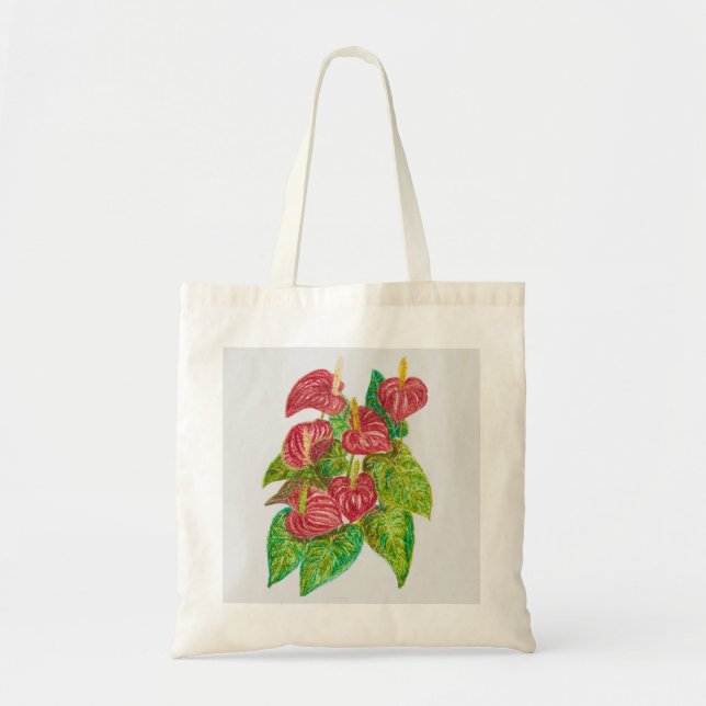 Tote Bag fleurs d'anthurium rouge (Devant)