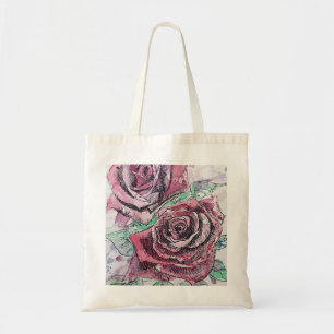 Tote Bag Fleurs d'aquarelle de la rose rouge Peinture flora