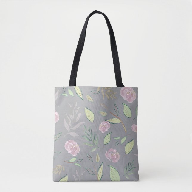 Tote Bag Fleurs d'aquarelle festive 2 (Devant)