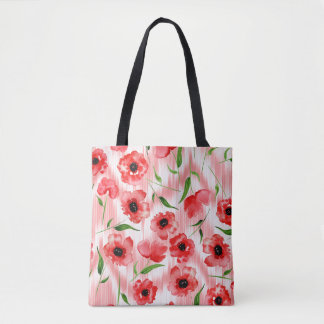 Tote Bag Fleurs d'aquarelle : ikat de pavot.