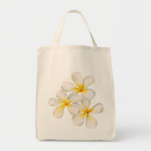 Tote Bag Fleurs d'aquarelle jaune or blanc de Frangipani