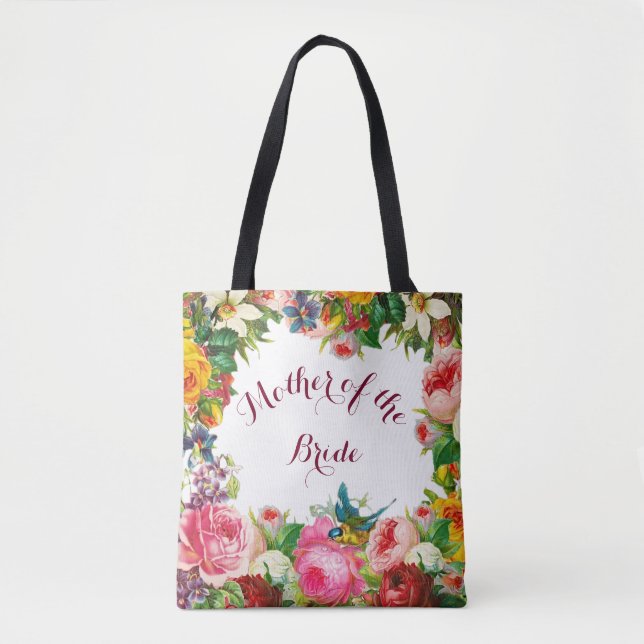 Tote Bag Fleurs d'aquarelle romantique Mariage Faveur (Devant)