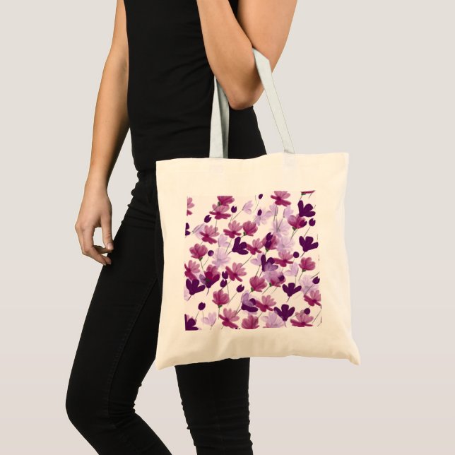 Tote Bag Fleurs d'aquarelle violette (Devant (produit))