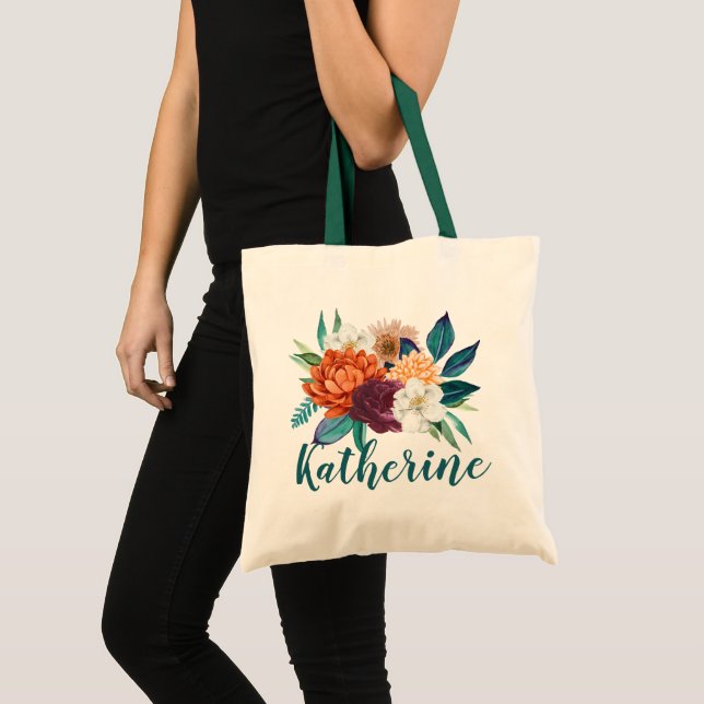 Tote Bag Fleurs d'automne personnalisées pour demoiselles d (Devant (produit))