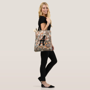 Tote Bag Fleurs de cerisier beige vintage Monogramme