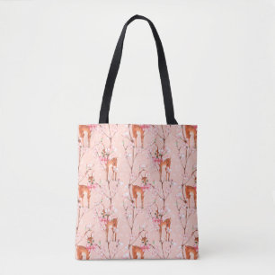Tote Bag Fleurs de cerisier et faons /2