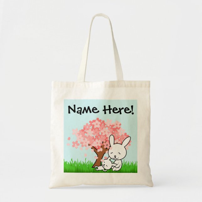 Tote Bag Fleurs de cerisier nommées personnalisées de (Devant)