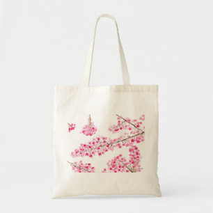 Tote Bag Fleurs de cerisier rose sakura aquarelle florale