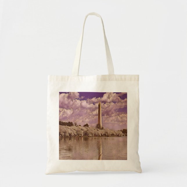 Tote Bag Fleurs de cerisiers au monument Washington (Devant)