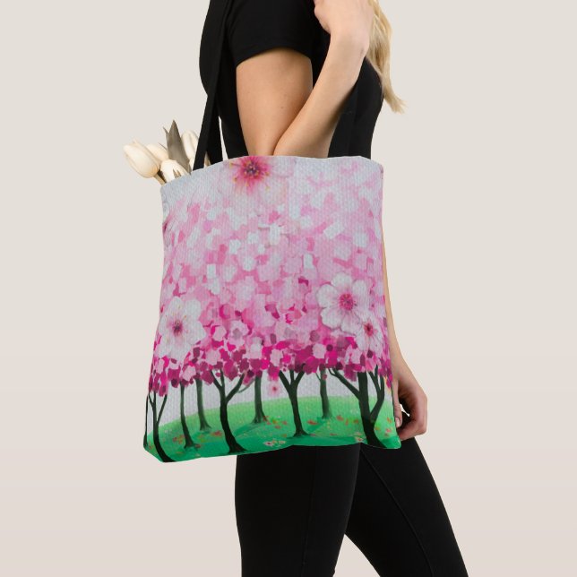 Tote Bag Fleurs de cerisiers impressionnistes (De près)