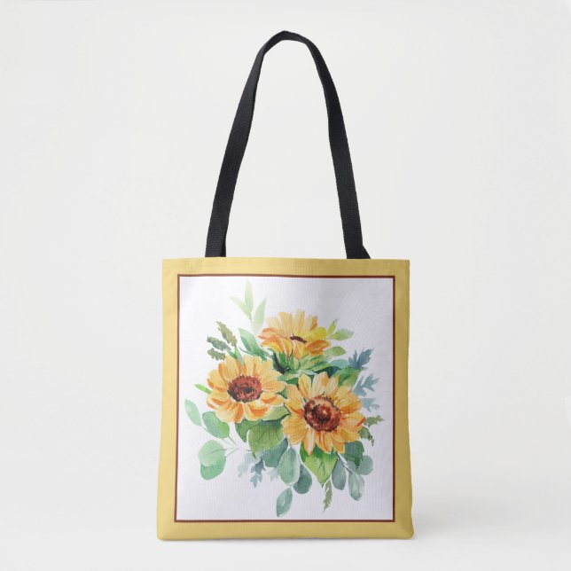 Tote Bag Fleurs de couleur aquarelle (Devant)