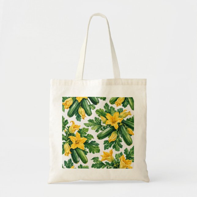 Tote Bag Fleurs de courgette aquarelle botanique (Devant)