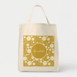 Tote Bag Fleurs de crème dans modèle Floral Or Personnalisé