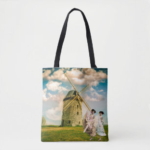 Tote Bag Fleurs de danse vintages et moulin à vent