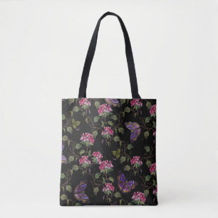 Tote Bag Fleurs de datura brodées : Art Botanique