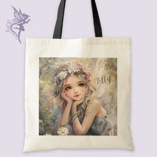 Tote Bag Fleurs de Fée Personnalisées Aquarelle pour Mariag
