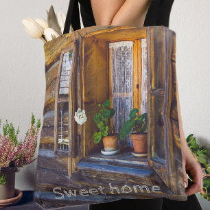 Tote Bag Fleurs de géranium sur la fenêtre