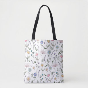 Tote Bag Fleurs de gribouillis d'aquarelle printanière