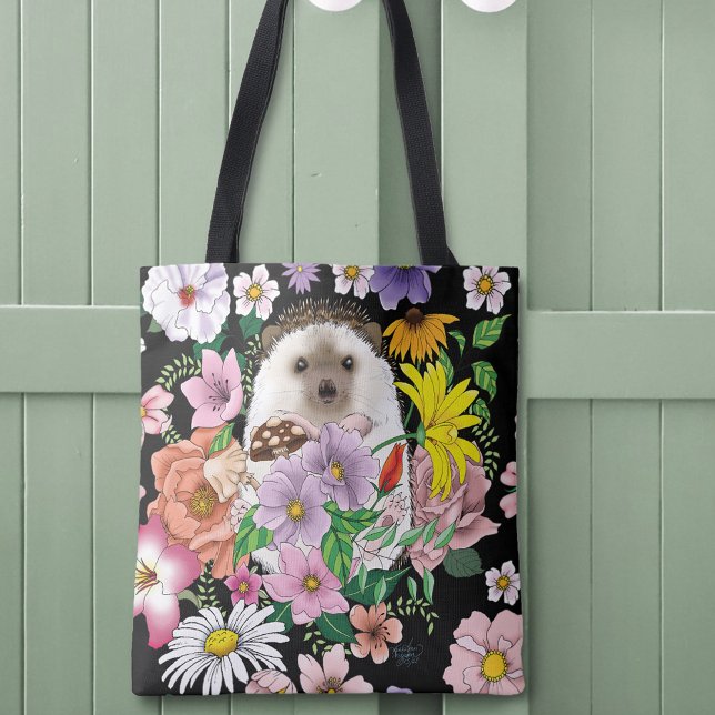 Tote Bag Fleurs de hérisson mignonnes (Créateur téléchargé)