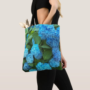 Tote Bag Fleurs de Hortensia Bleu