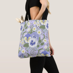 Tote Bag Fleurs de jardin printanier sur lavande