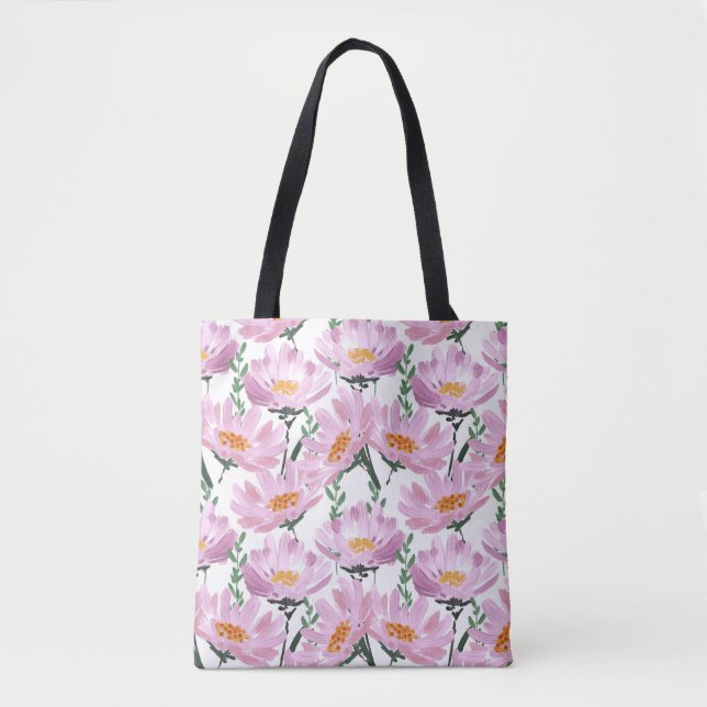 Tote Bag Fleurs De Jardin Roses : Dessiné À La Main Sans Co (Devant)