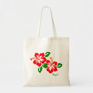 Tote Bag Fleurs de ketmie et feuille exotiques et stylisés
