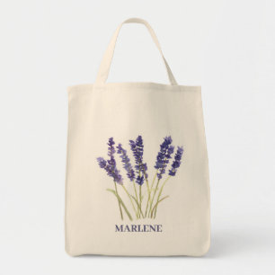 Tote Bag Fleurs de lavande à l'aquarelle florale violette