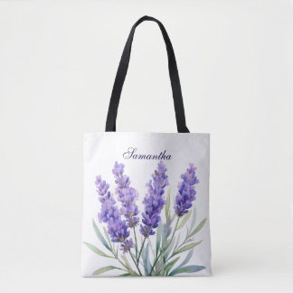 Tote Bag Fleurs de lavande aquarelle