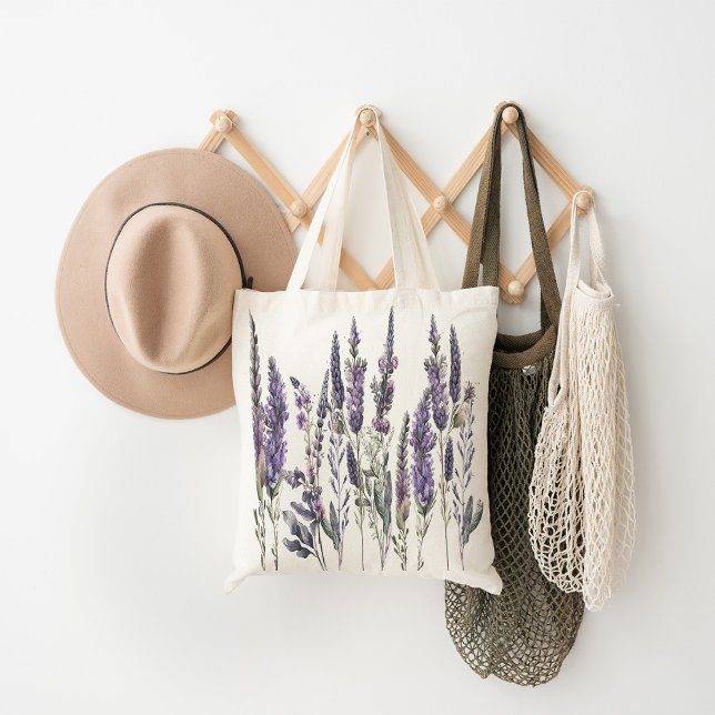 Tote Bag Fleurs de lavande aquarelle (Créateur téléchargé)