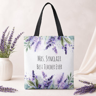 Tote Bag Fleurs de Lavande Personnalisées pour Remercier le