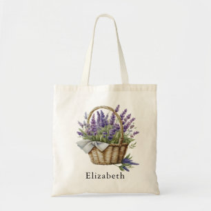 Tote Bag Fleurs de Lavande Rustique aquarelle personnalisée