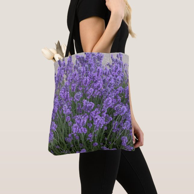 Tote Bag Fleurs de Lavande Violette Floral (De près)
