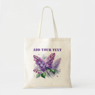 Tote Bag Fleurs de lilas violet aquarelle floral élégant