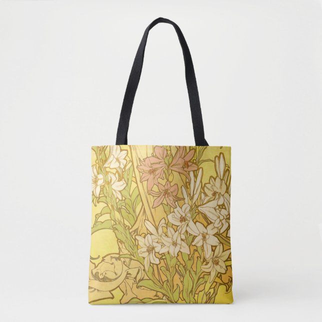 Tote Bag Fleurs de lys Art nouveau d'Alphonse Mucha (Devant)