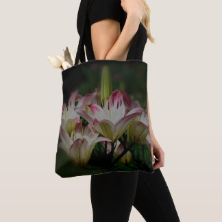 Tote Bag Fleurs de lys blanches et rouges 