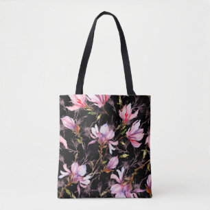 Tote Bag Fleurs de magnolia rose sur une brindille motif