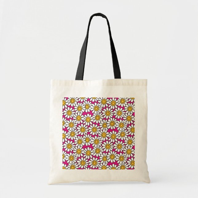 Tote Bag Fleurs de marais Motif Jaune rose (Devant)