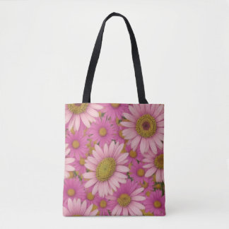 Tote Bag Fleurs de marguerite rose